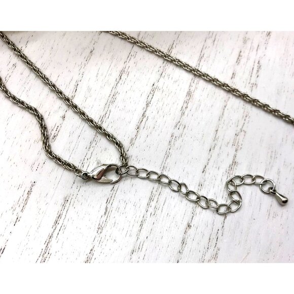 Vintage Silver-Tone Rope Chain Necklace With Lobster Clasp - Picture 3 of 4